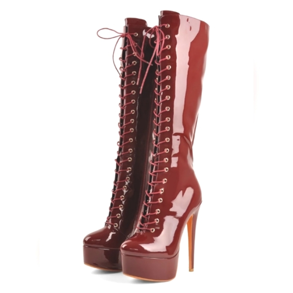 Pattent Leather Stiletto Boots